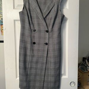 Calvin Klein Gray Sheath Midi Dress V-neck